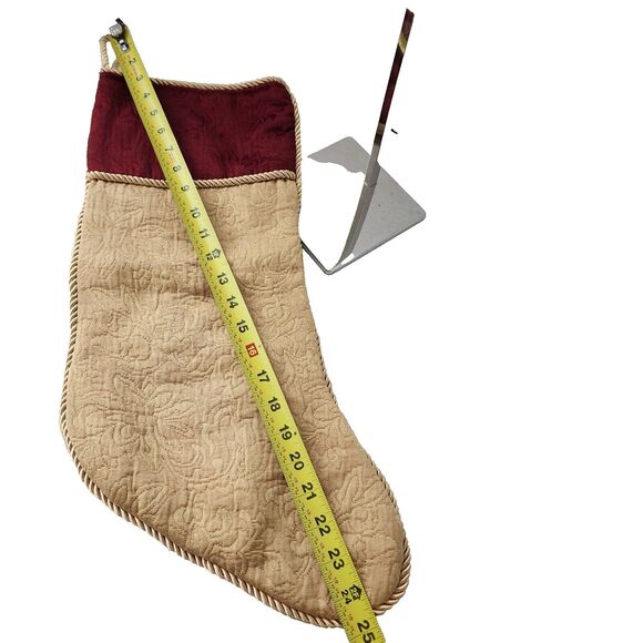 Rodeo Home Burgundy Gold Christmas Stocking Embroidered Baroque Extra Big